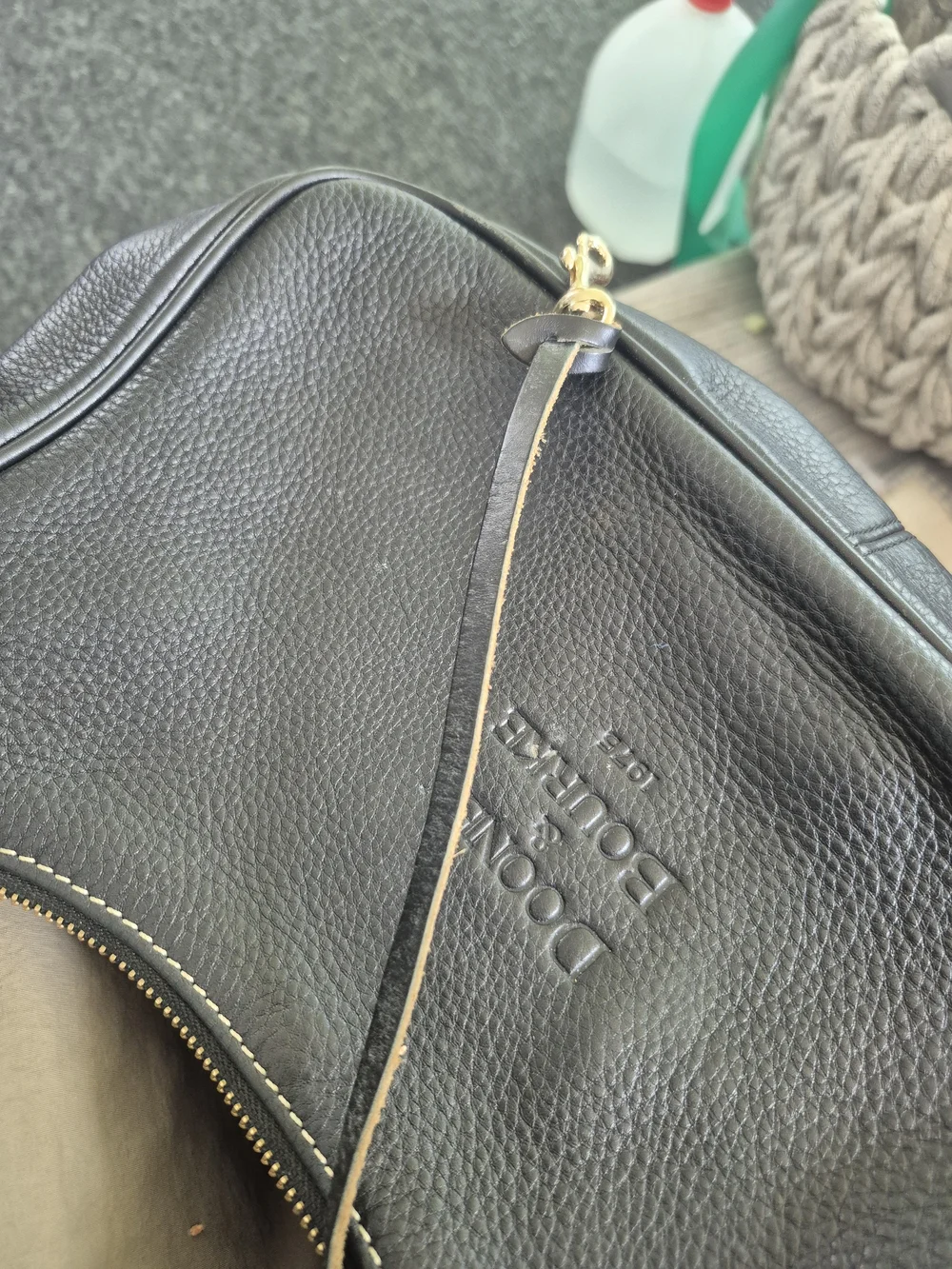 Dooney & Bourke Black Pebbled Leather Messenger Crossbody